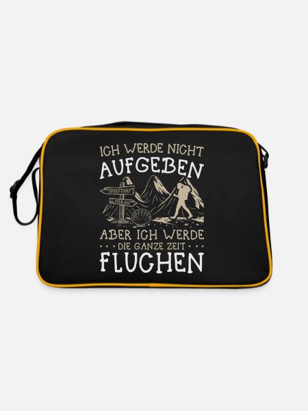 Buen Camino Alpenüberquerung Oberstdorf Meran E5 - Retro Tasche - Schwarz/Gold - Hinten