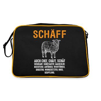 Schäff Chef Schaaf witzig sarkasmus - Retro Tasche - Schwarz/Gold - Hinten