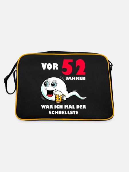52. Geburtstag lustig 52.Ehrentag 52. Jubiläum - Retro Tasche - Schwarz/Gold - Hinten
