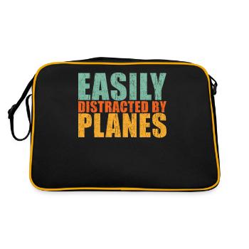 Flugzeug Spruch - Retro Tasche - Schwarz/Gold - Hinten