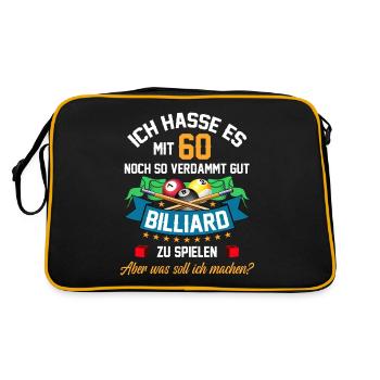 60. Geburtstag Billard Billardspieler Queue Fun - Retro Tasche - Schwarz/Gold - Hinten