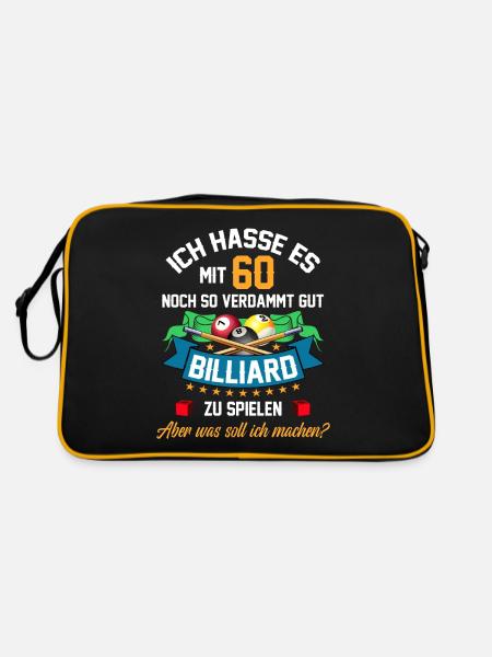 60. Geburtstag Billard Billardspieler Queue Fun - Retro Tasche - Schwarz/Gold - Hinten
