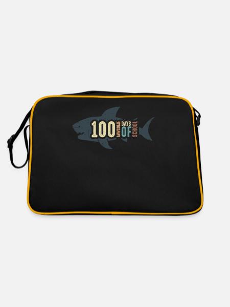 Jawsome Shark 100 Days Of School - Retro Tasche - Schwarz/Gold - Hinten