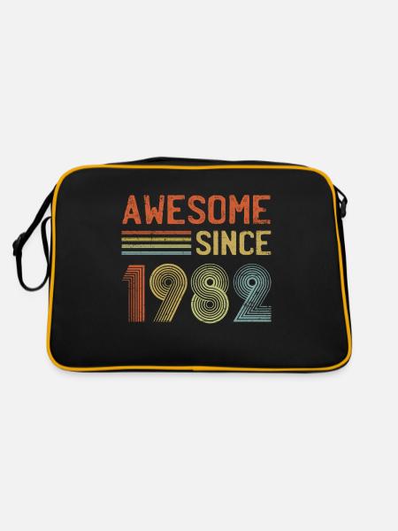 Awesome Since 1982 Born in 1982 40th Birthday Retr - Retro Bag - black/gold - Back