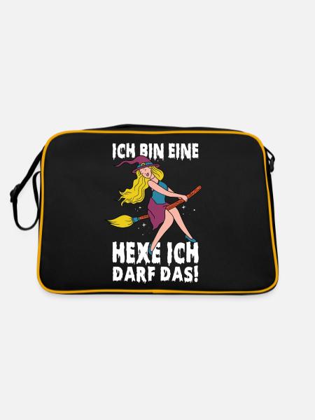 Hexen halloween Besen Hexe - Retro Tasche - Schwarz/Gold - Hinten