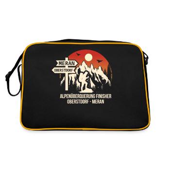 Alpenüberquerung Oberstdorf Meran E5 - Retro Tasche - Schwarz/Gold - Hinten