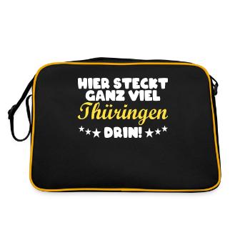 Thüringen Thüringer Heimat Spruch Geschenk - Retro Tasche - Schwarz/Gold - Hinten
