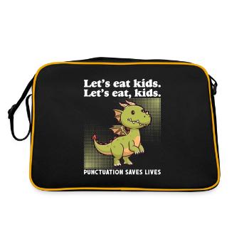Let's Eat Kids Ponctuation Saves Lives Dragon - Sac Retro - noir/or - Dos