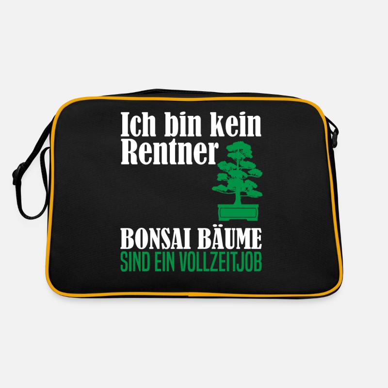 Rentner Ruhestand Bonsai Baum Spruch Geschenk - Retro Tasche - Schwarz/Gold