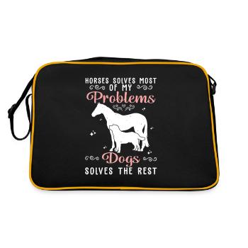 Horses Solves Most Of My Problems Dogs Solves The - Retro Bag - black/gold - Back