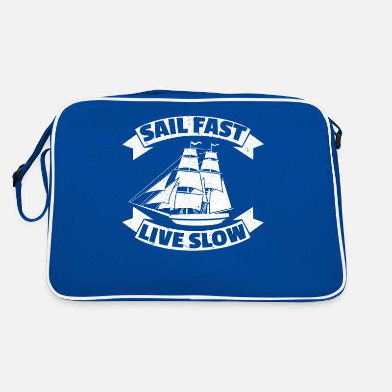 Sail Fast Live Slow Segelboot Boot Retro Tasche