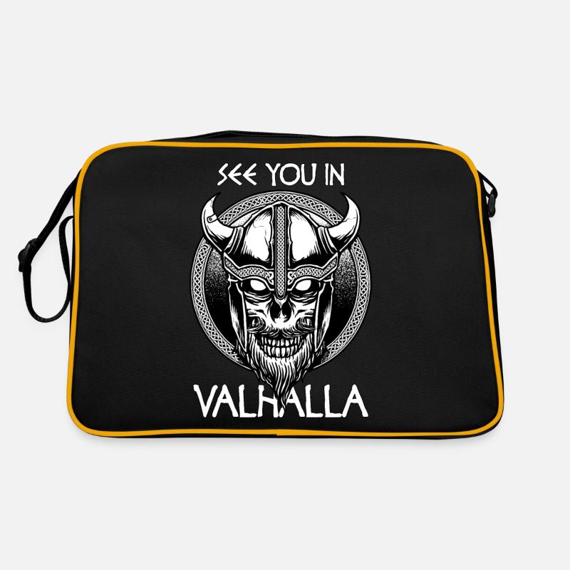Wikinger Valhalla Spruch Totenkopf Geschenk Retro Tasche