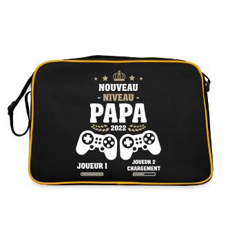 Nouveau Niveau Papa 2022 Gamer Futur Papa Geek Ann - Sac Retro - noir/or - Dos