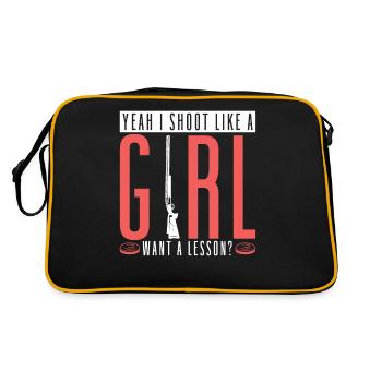 Yeah I Shoot Like A Girl Want A Lesson Skeet - Retro Tasche - Schwarz/Gold - Hinten