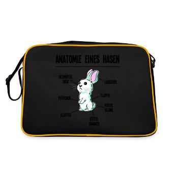 Hasen Mama Kaninchen Karnickel Hasi Hasenzüchter - Retro Tasche - Schwarz/Gold - Hinten