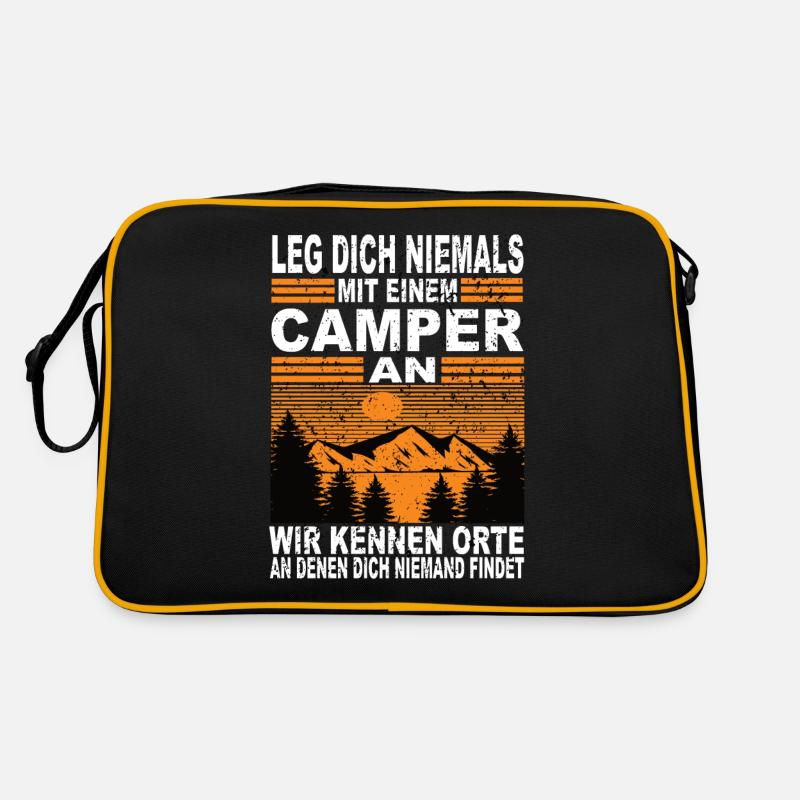 Leg Dich Niemals Mit einem Camper an Retro Tasche