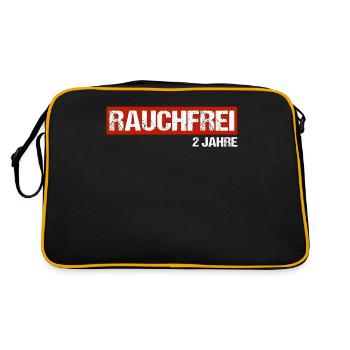rauchfrei Nichtraucher 2 Jahre Geschenk - Retro Tasche - Schwarz/Gold - Hinten