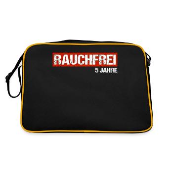 rauchfrei Nichtraucher 5 Jahre Geschenk - Retro Tasche - Schwarz/Gold - Hinten