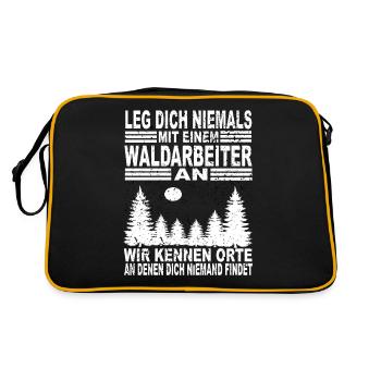 Leg Dich Niemals Mit einem Waldarbeiter an - Retro Tasche - Schwarz/Gold - Hinten