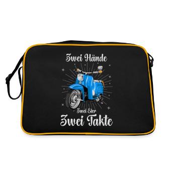 DDR Moped Simson KR51 Schwalbe Shirt - Retro Tasche - Schwarz/Gold - Hinten