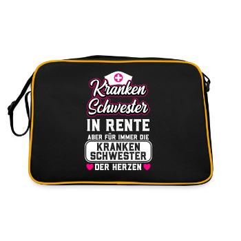 Rente Ruhestand Krankenschwester - Retro Tasche - Schwarz/Gold - Hinten