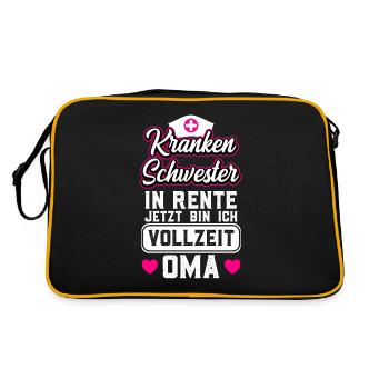 Ruhestand Rente Krankenschwester - Retro Tasche - Schwarz/Gold - Hinten