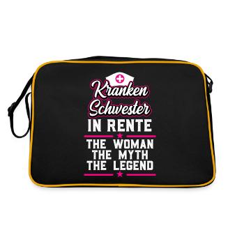 Ruhestand Rente Krankenschwester - Retro Tasche - Schwarz/Gold - Hinten