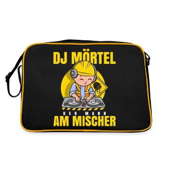 Maurer Bauarbeiter Geschenk DJ Mörtel Baustellen - Retro Tasche - Schwarz/Gold - Hinten