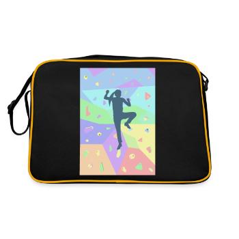 Bouldering Climber Gift Climbing Wall Boulderer - Retro Bag - black/gold - Back