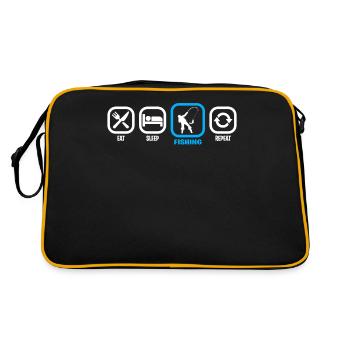 Eat Sleep Fishing T-Shirt - Retro Bag - black/gold - Back