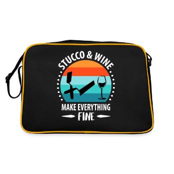 Stuckateur Gipser Stukkateur Verputzer Geschenk - Retro Tasche - Schwarz/Gold - Hinten