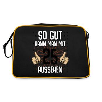 Baujahr 1996 lustig 25 Geburtstag Geschenkidee - Retro Tasche - Schwarz/Gold - Hinten