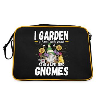 Gardener I Garden So I Don't Choke People Gnomes - Retro Tasche - Schwarz/Gold - Hinten