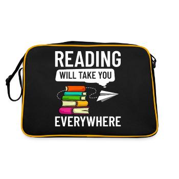 Lecteur Livre Lire Bookworm Bibliothécaire - Sac Retro - noir/or - Dos
