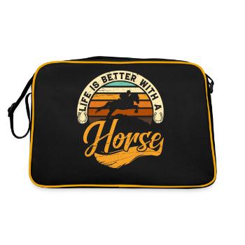 Horse, Horses Lover Design, Citation dictons - Sac Retro - noir/or - Dos