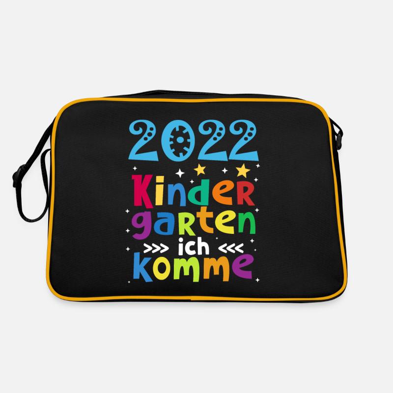 Kindergarten ich komme 2022 - Retro Tasche - Schwarz/Gold