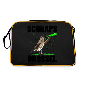 Lustige Vogelsprüche Vogelliebhaber Vogel Bier - Retro Tasche - Schwarz/Gold - Hinten