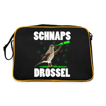 Lustige Vogelsprüche Vogelliebhaber Vogel Bier - Retro Tasche - Schwarz/Gold - Hinten