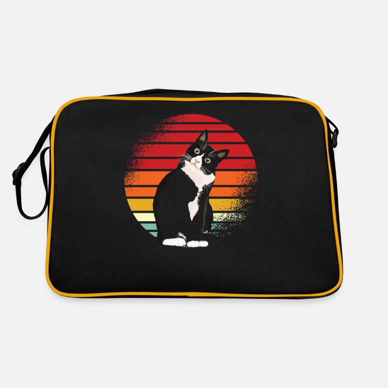 Schwarze Katze Retro Retro Tasche