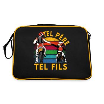 Tel Père Tel Fils Cadeau Motard Humour Motocross - Sac Retro - noir/or - Dos