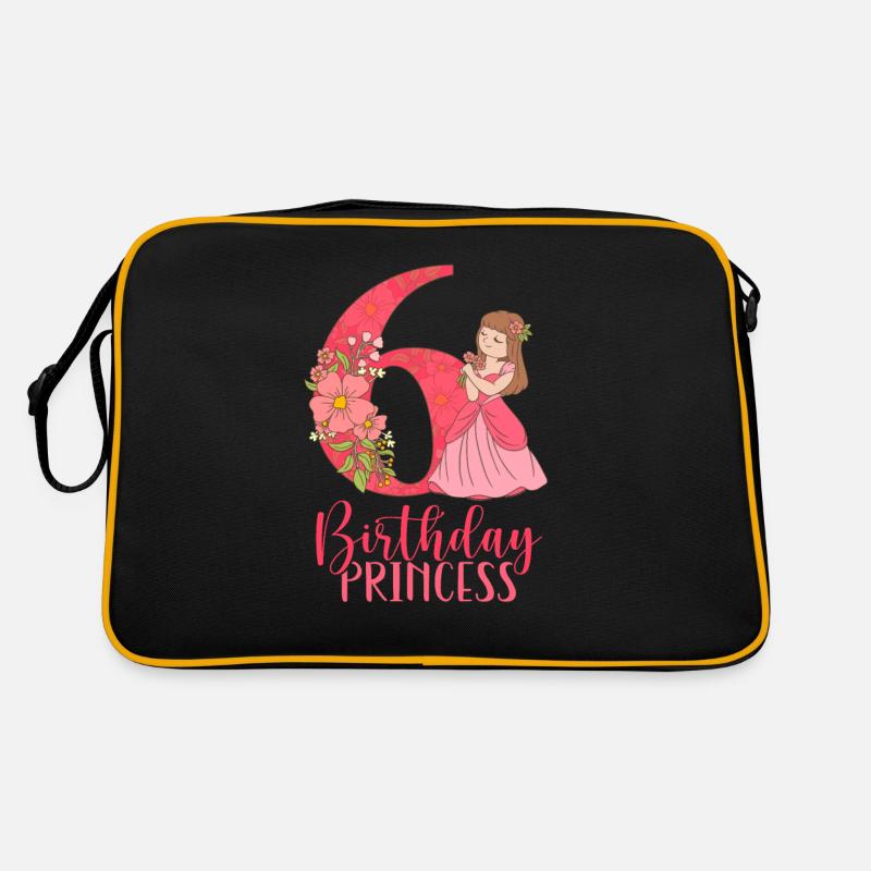 Geburtstags Prinzessin wird sechs Jahre alt Retro Tasche