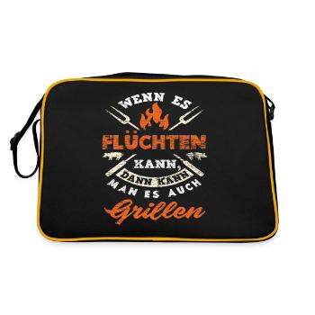 Grillen Spruch Grill Griller - Retro Tasche - Schwarz/Gold - Hinten