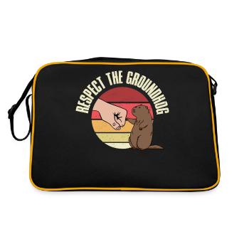 Respect The Groundhog Groundhog Groundhog Day Gift - Retro Bag - black/gold - Back