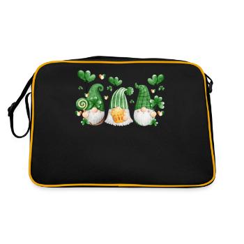 Gnome Irish Lucky Beer Drinking - Retro Tasche - Schwarz/Gold - Hinten