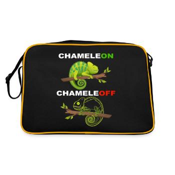 Lustiges Chameleon - ChameleON ChameleOFF - Retro Tasche - Schwarz/Gold - Hinten