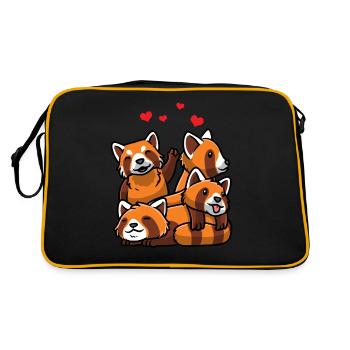 Panda roux kawaii - Sac Retro - noir/or - Dos