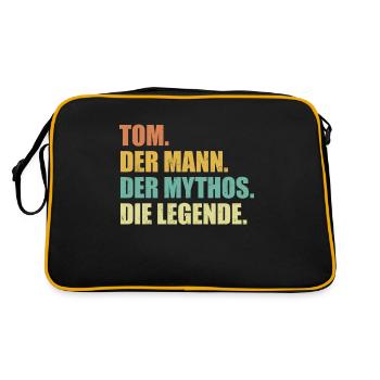 Tom Name Mythos Legende Spruch Geschenk - Retro Tasche - Schwarz/Gold - Hinten