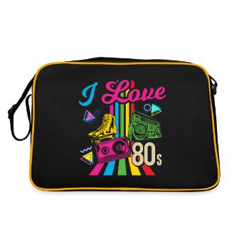 I Love 80s ich liebe die 80ger musik - Retro Tasche - Schwarz/Gold - Hinten