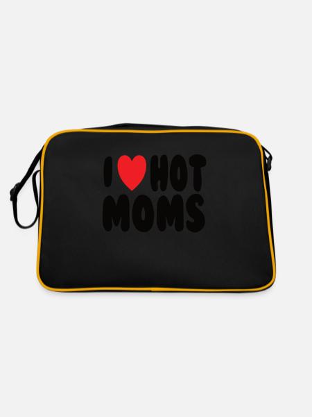 I Love Hot Moms - Retro Tasche - Schwarz/Gold - Hinten