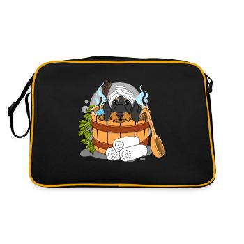 Rauhaardackel Sauna Wellness - Retro Bag - black/gold - Back